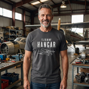 Camiseta Engraçado 'Estarei no meu hangar' Piloto de Avião