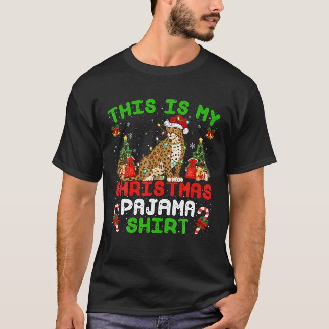 Camiseta Engraçado Este É O Meu Natal Pajama Jaguar (Frente)