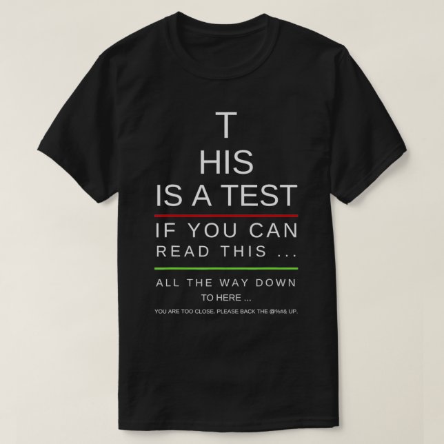 Camiseta Engraçado Este é um teste se você pode ler isso vo (Frente do Design)