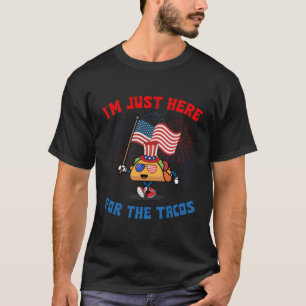 Camiseta Engraçado Estou Aqui Para Os Tacos American Flag 4