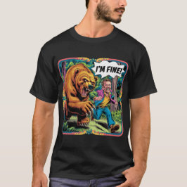 Camiseta Engraçado, "Estou bem". Bear Chase Cartoon Ilustra