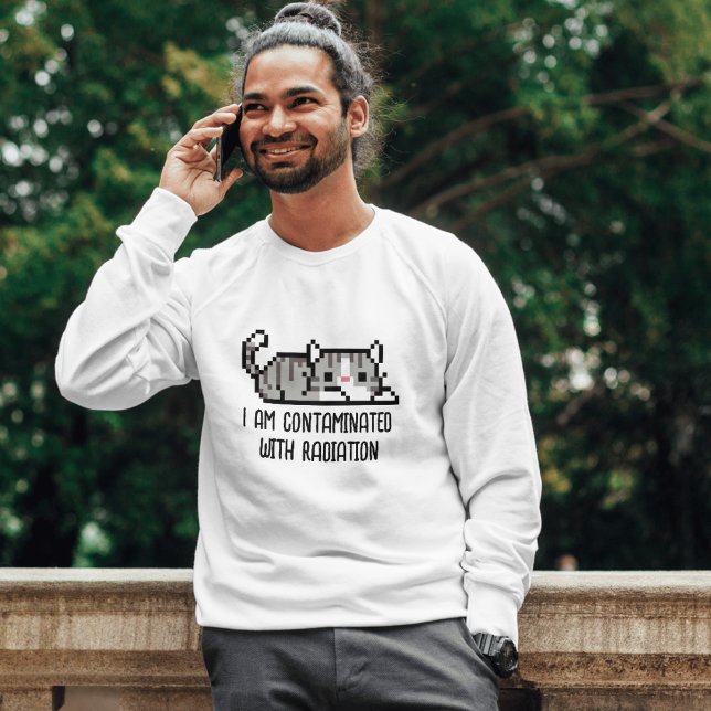 Camiseta Engraçado "Estou Contaminado com Radiação" Meme Ca (Funny 'I Am Contaminated with Radiation' Cat Meme T-Shirt)