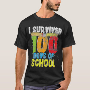 Camiseta Engraçado Estudante 100º Dia Presente Eu Sobrevivi