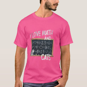 Camiseta Engraçado Eu Adoro Matemática E Gatos Gatinhos Gat