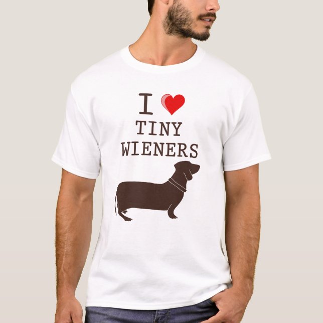 Camiseta Engraçado Eu Adoro Pequeno Wiener Dachshund (Frente)