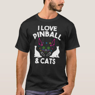 Camiseta Engraçado Eu Adoro Pinball E Gatos Legal Máquinas 