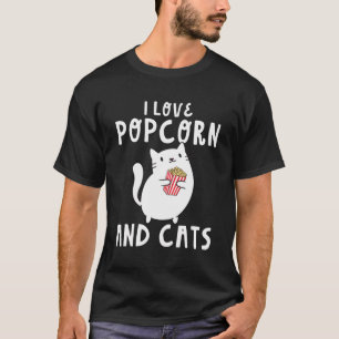 Camiseta Engraçado Eu Adoro Pipoca E Gatos Cinema Snack Fil