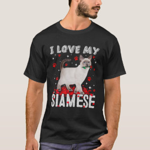 Camiseta Engraçado Eu Amo Meu Namorados Siamês Gato Lover