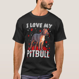Camiseta Engraçado Eu Amo Meu Pitbull Namorado Amante de Cã