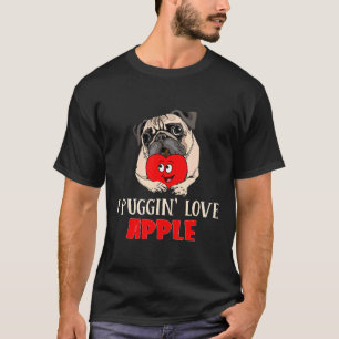 Camiseta Engraçado Eu Amo Pug Apple Fruta Pug Cachorro Appa