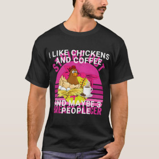 Camiseta Engraçado Eu Gosto De Frango E Café E Talvez 3 Pes