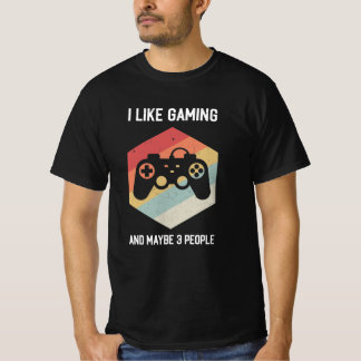 Camiseta Engraçado eu gosto de jogos e talvez três pessoas