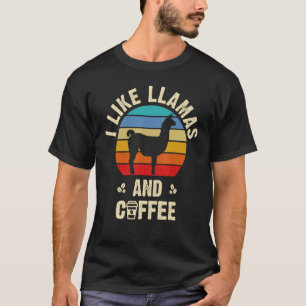 Camiseta Engraçado Eu gosto de Lhamas e Café Engraçado tema