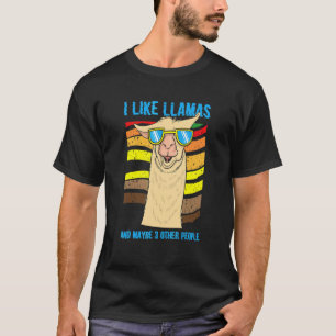 Camiseta Engraçado Eu Gosto de Lhamas E Talvez 3 Pessoas F