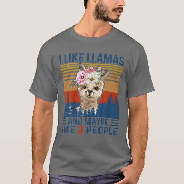Camiseta Engraçado Eu Gosto De Lhamas E Talvez De 3 Pessoas (Frente)