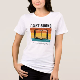 Camiseta Engraçado Eu Gosto De Livros Retro Sunset