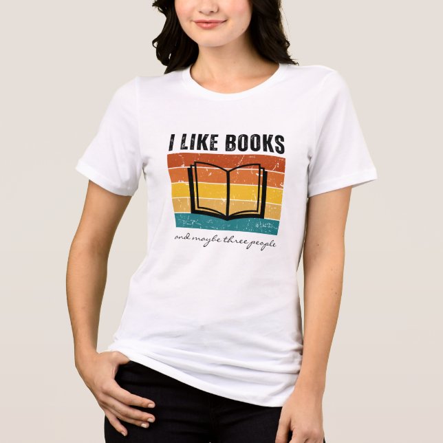 Camiseta Engraçado Eu Gosto De Livros Retro Sunset (Frente)