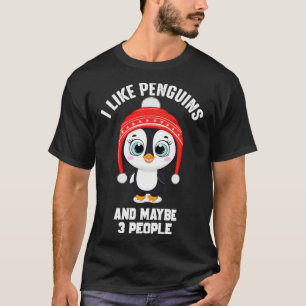 Camiseta Engraçado eu gosto de pinguins e talvez três Pesso