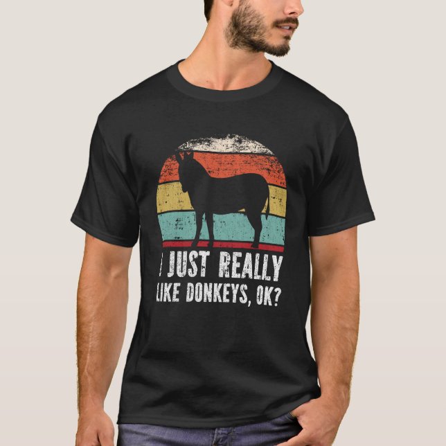 Camiseta Engraçado, Eu Gosto Muito De Donkeys, OK? (Frente)