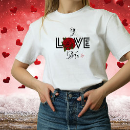 Camiseta Engraçado Eu Me Amo Rosa vermelha Anti-Dia de os n
