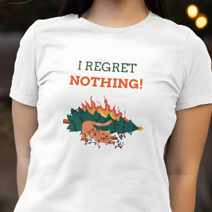 Camiseta Engraçado, Eu Me Arrependo De Nada De Natal De Gat