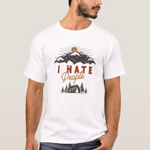 Camiseta Engraçado Eu Odeio Pessoas Retro Gráfico Hiker Ca