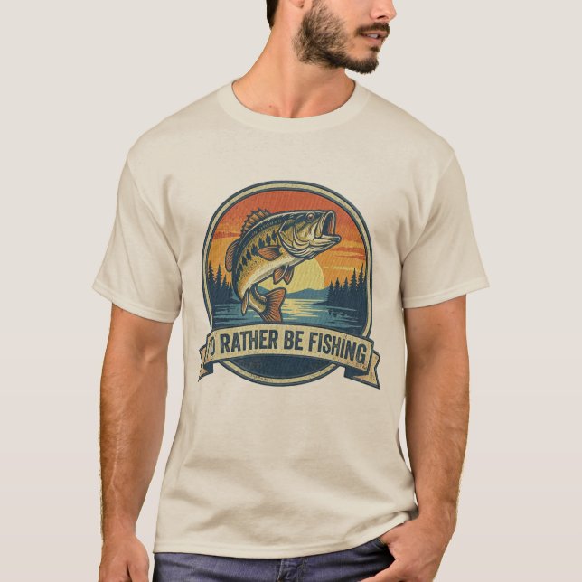 Camiseta Engraçado Eu Preferiria Estar Pescando (Frente)
