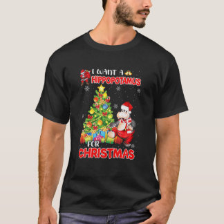 Camiseta Engraçado Eu Quero Um Hippopotamus Para O Natal Hi