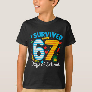 Camiseta Engraçado Eu Sobrevivi 67 Dias De Professor Aluno