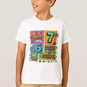 Camiseta Engraçado Eu Sobrevivi 76 Dias Escola Colorida Pro