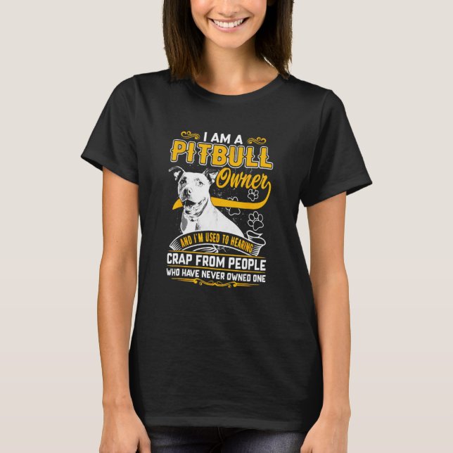 Camiseta Engraçado Eu Sou Dono de Pit-Bull Terrier Amo Cach (Frente)
