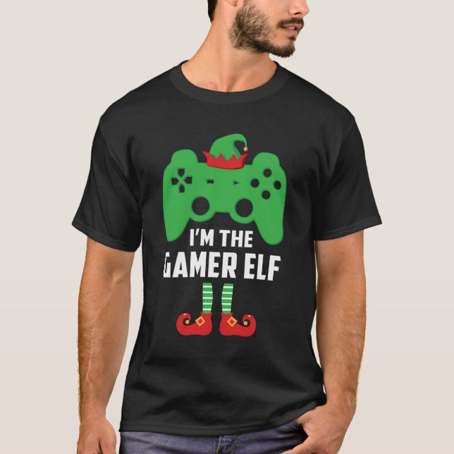 Camiseta Engraçado Eu Sou O Gamer Elf Video Controller Ch (Frente)