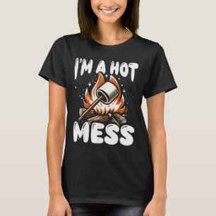 Camiseta Engraçado Eu Sou Uma Bagunça Tostada Quente Acampa