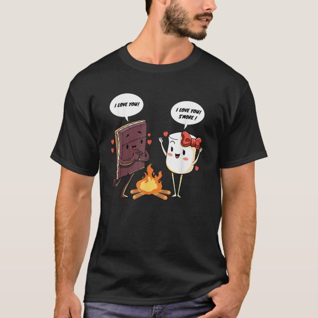 Camiseta Engraçado Eu Te Amo Como Mores Marshmallow Summer  (Frente)
