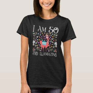 Camiseta Engraçado eu tenho 50 anos e Llamazing Llama Feliz