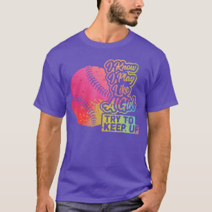 Camiseta Engraçado Eu Toco Como Uma Menina Coisa De Beisebo