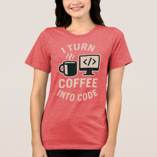 Camiseta Engraçado Eu Transformo Café Em Código