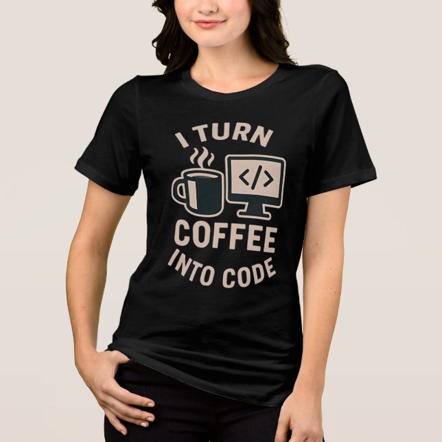 Camiseta Engraçado Eu Transformo Café Em Código (Frente)