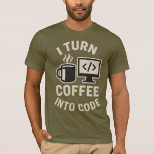 Camiseta Engraçado Eu Transformo Café Em Código