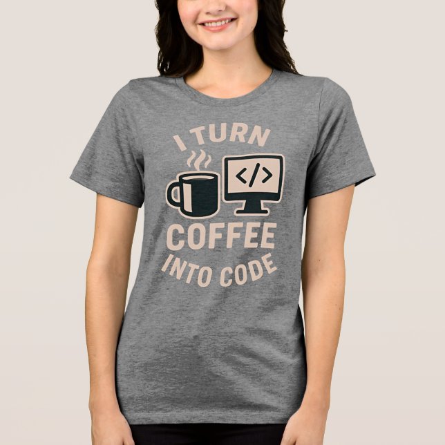 Camiseta Engraçado Eu Transformo Café Em Código (Frente)