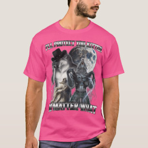Camiseta Engraçado Eu Vou Protegê-Lo Gatinho Alfa Wolf
