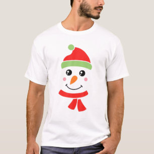 Camiseta Engraçado Eve Boy Snowman Face Pajama Costum