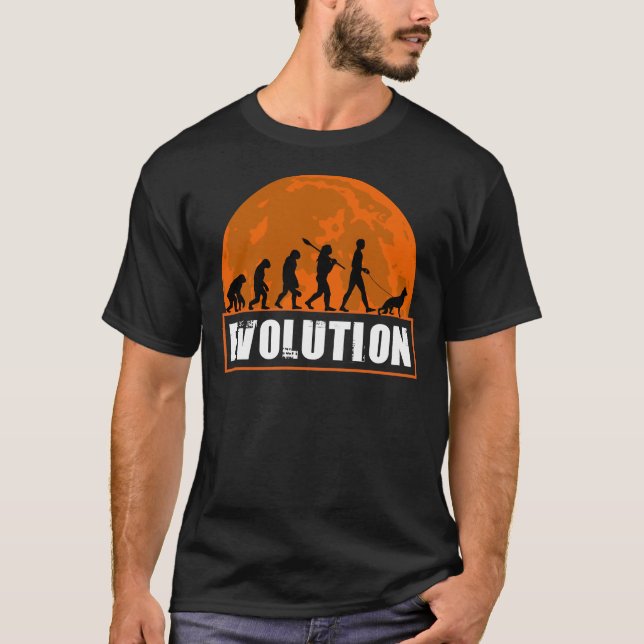 Camiseta Engraçado Evolução do Cachorro German shepherd (Frente)