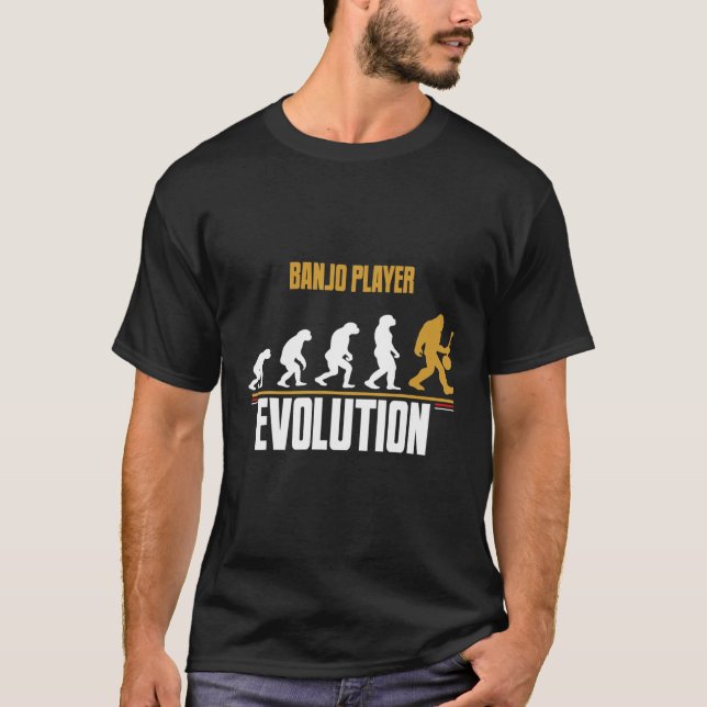 Camiseta Engraçado Evolução Do Jogador De Banjo Jogando Ban (Frente)