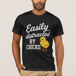 Camiseta Engraçado "Facilmente Distraído Por Frangas" Humor
