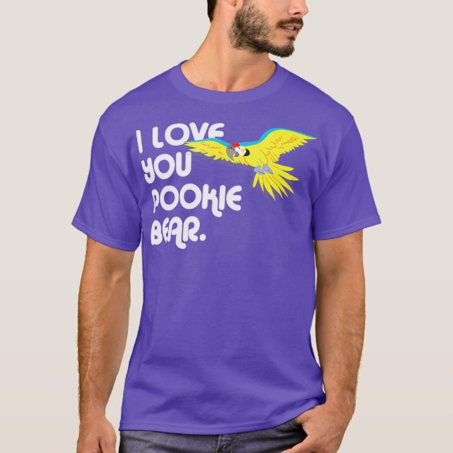 Camiseta Engraçado Falar Papagaio Eu Te Amo Urso Pookie (Frente)