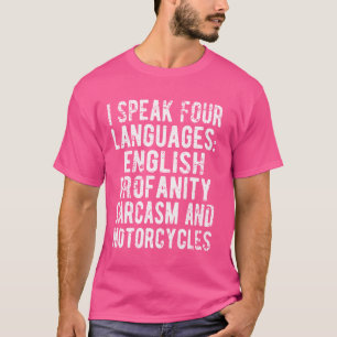 Camiseta Engraçado Falar Quatro Línguas Motocicletas Humor 