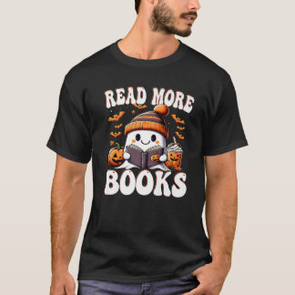 Camiseta Engraçado Fantasma Leia Mais Livros Engraçado Prof