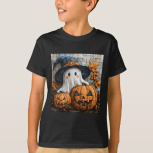 Camiseta Engraçado Fantasma Pumpkin Bonito Patches de Hallo