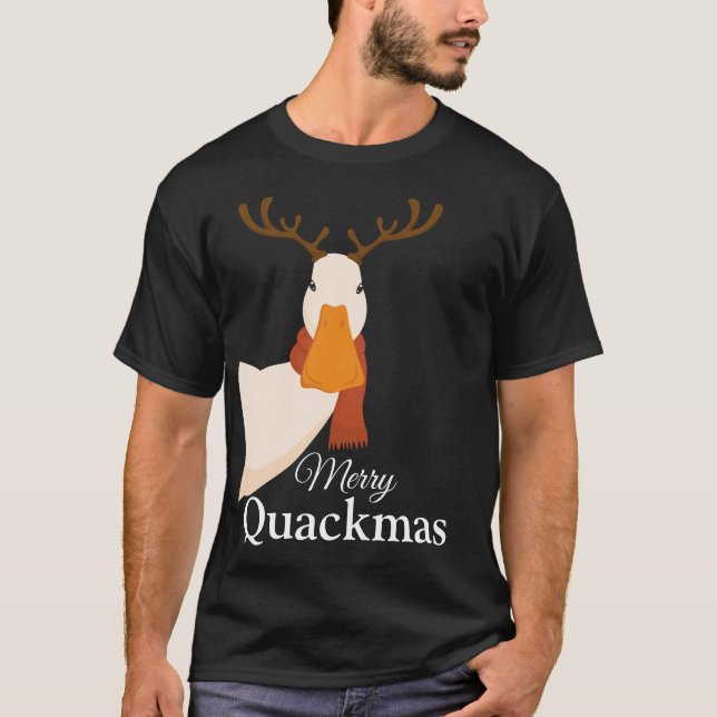 Camiseta Engraçado Feliz de pato de Natal Quackmas Deer (Frente)